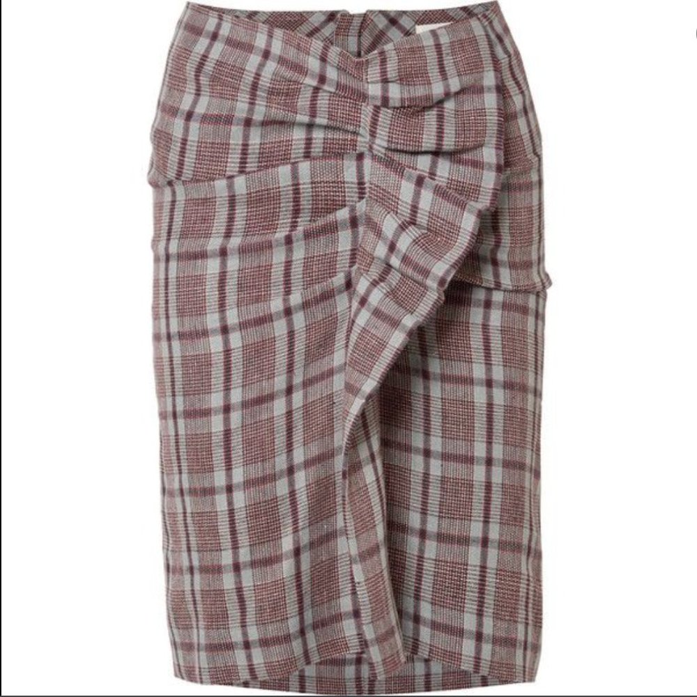 Isabel Marant Étoile Ines ruffled tartan linen skirt EU 36